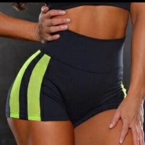 Bombshell Sportswear Black and Yellow Athletic Shorts